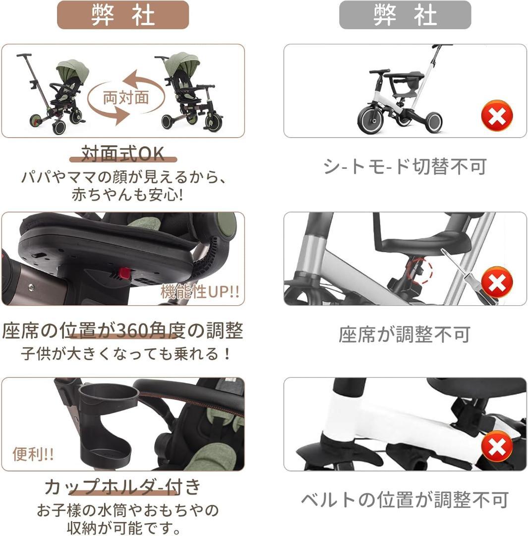 子供用三輪車 7in1 折りたたみ グリーン 新品未使用 キッズ向け