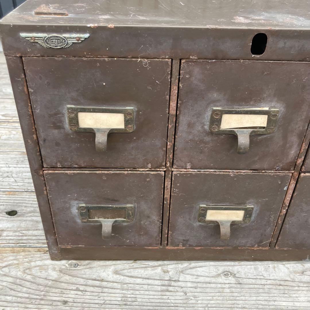 昭和レトロ クロガネ インダストリアル 6段スチールラック 収納ボックス 古家具