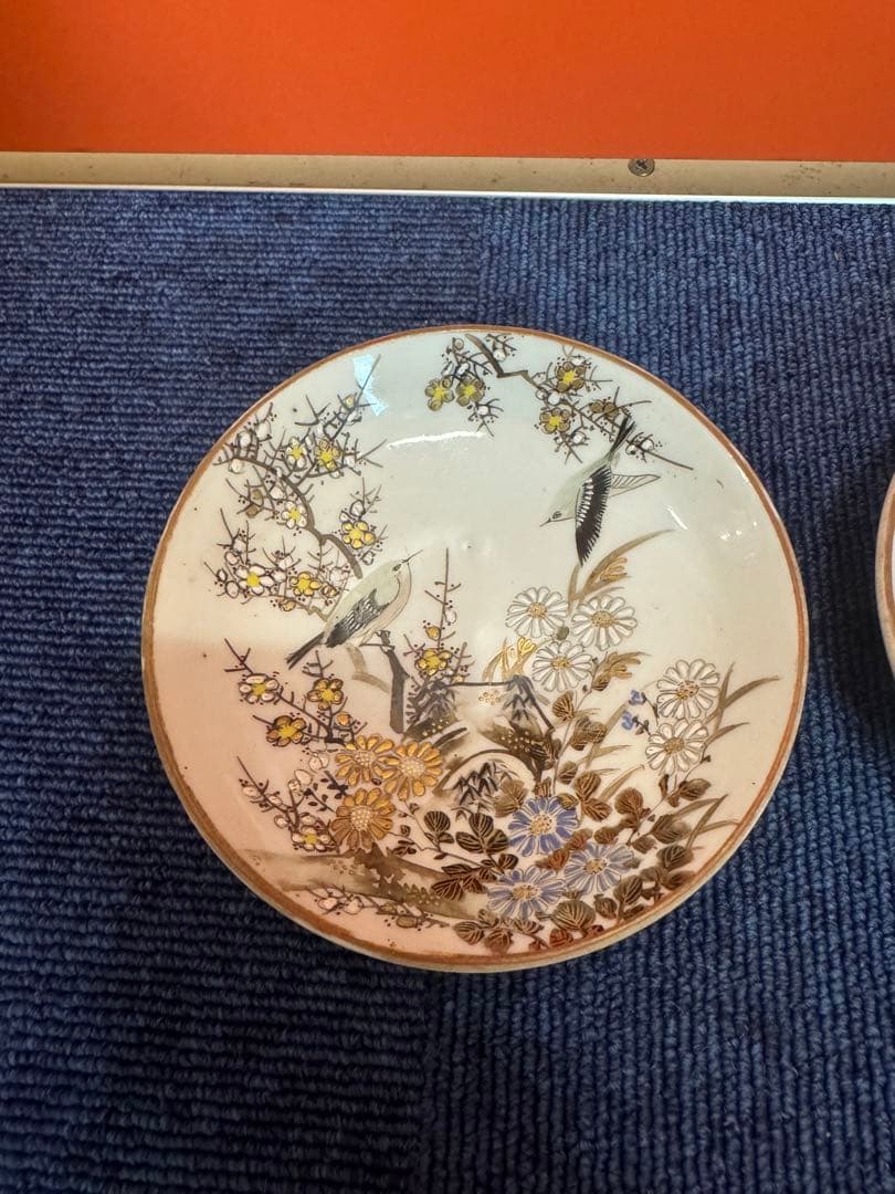 2009 九谷焼　色絵花鳥　皿　2客　時代物