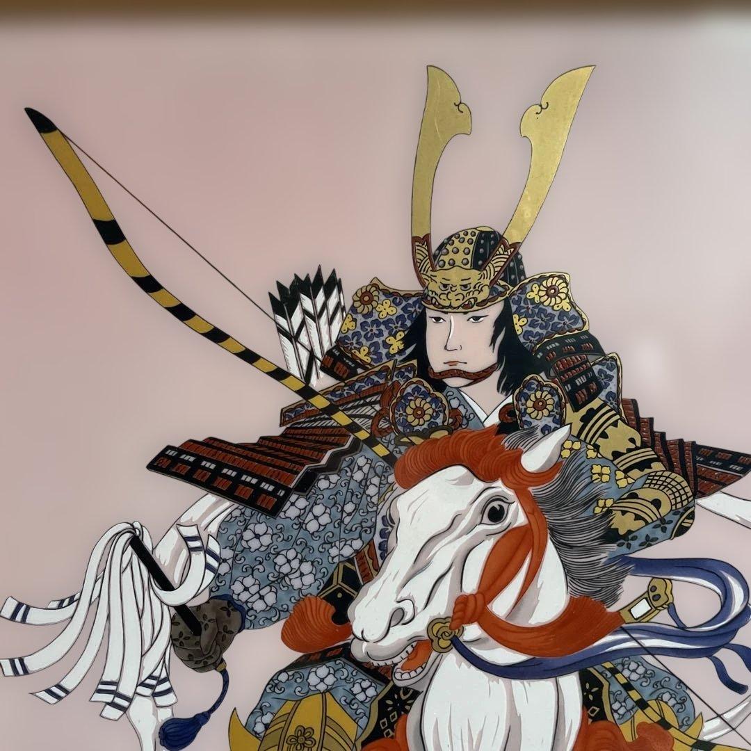 中村一代 陶板額 端午の節句 節句画 行事飾り 白馬武者 有田焼