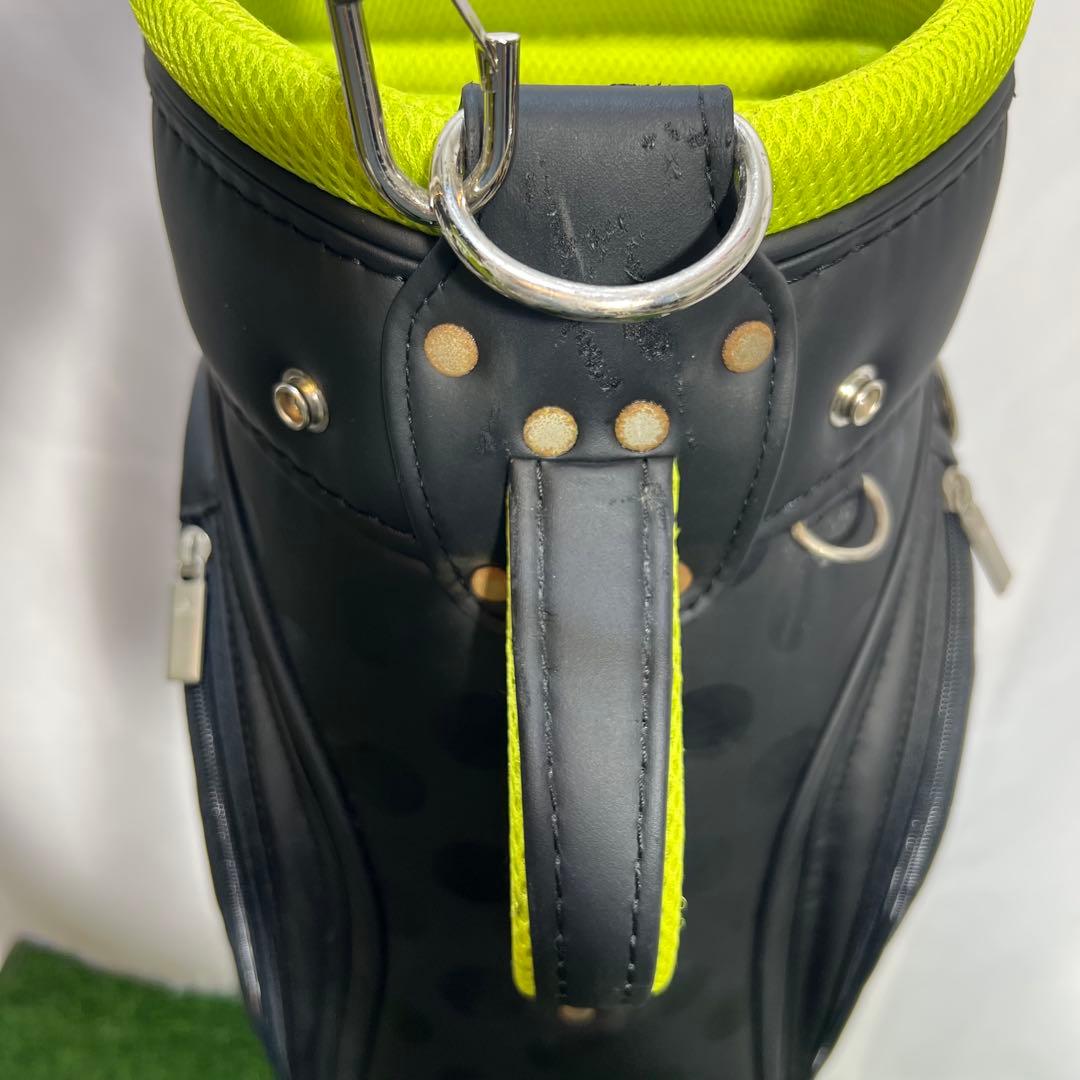 adidas ドット柄 キャディバッグ ゴルフバッグ 黒/黄緑