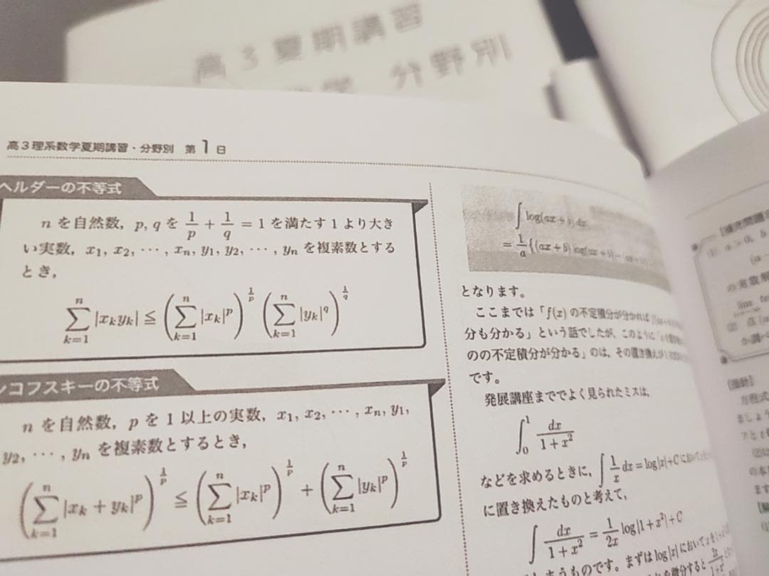 鉄緑会　夏　高３理系数学・分野別　講義冊子フルセット　数Ⅲ　李先生　河合塾　駿台