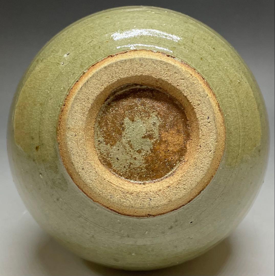 人間国宝　濱田庄司　葉文瓶　花瓶　益子焼　C9258