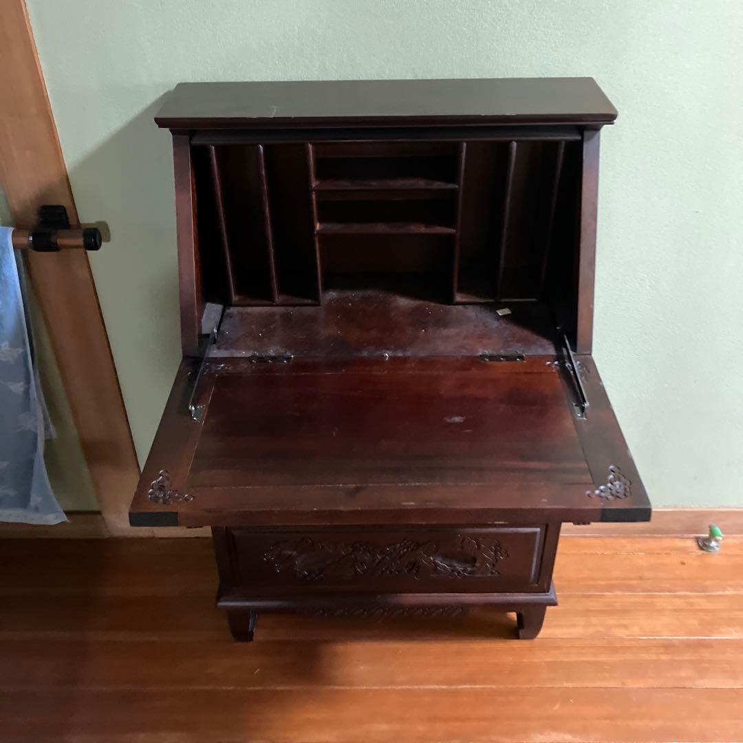 木製キャビネット ダークブラウン 5引き出し