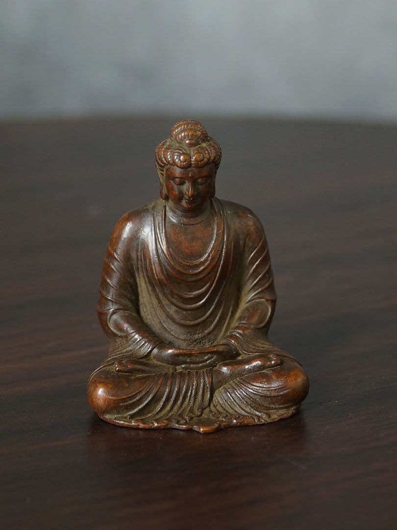 仏教美術 仏像 小仏像 釈迦像 禅意茶卓坐仏 工芸品 置物 銅製
