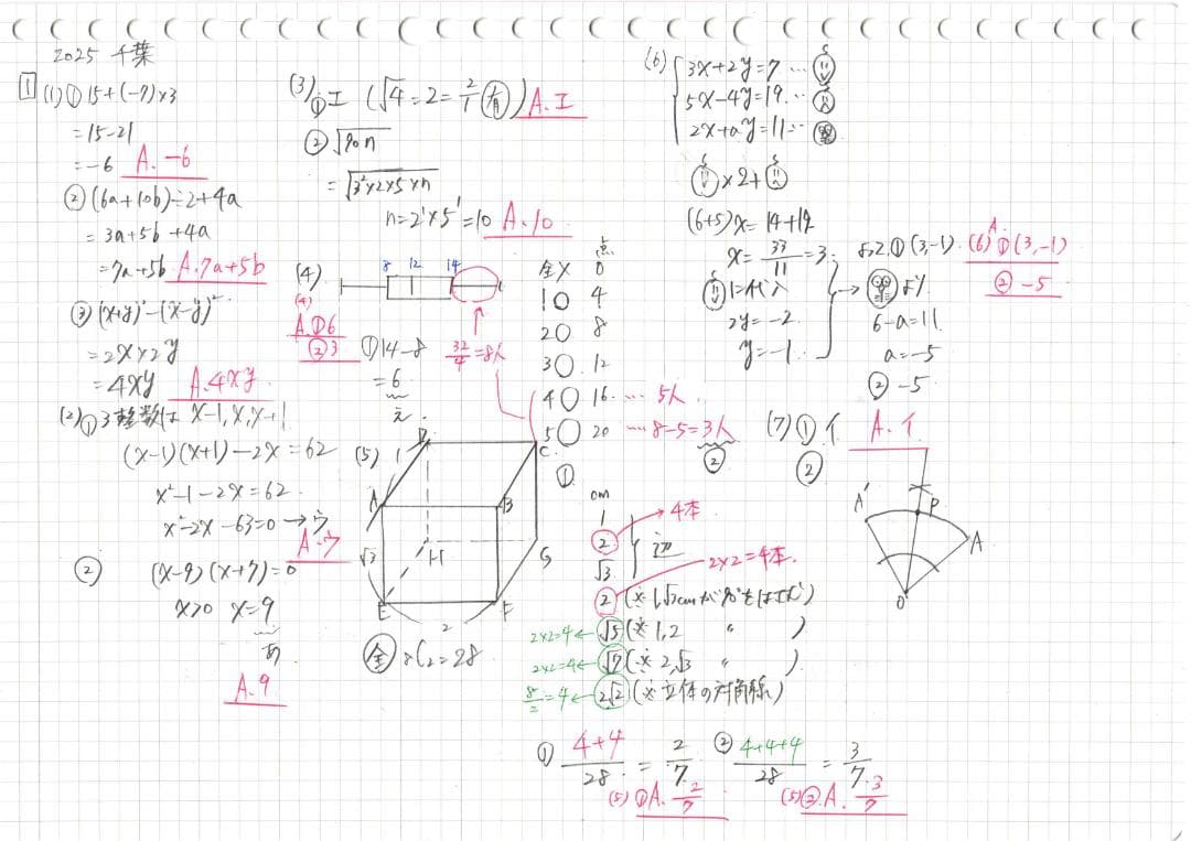 塾講師オリジナル数学解説 全問動画付 千葉 公立高校入試 2016-25 過去問