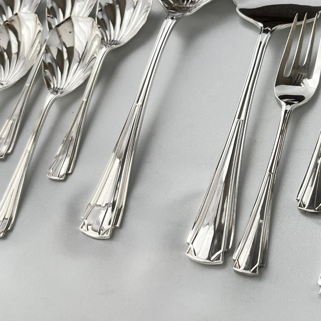 【英国】 アールデコのデザートセット アイスクリームスプーン サーバー ケース