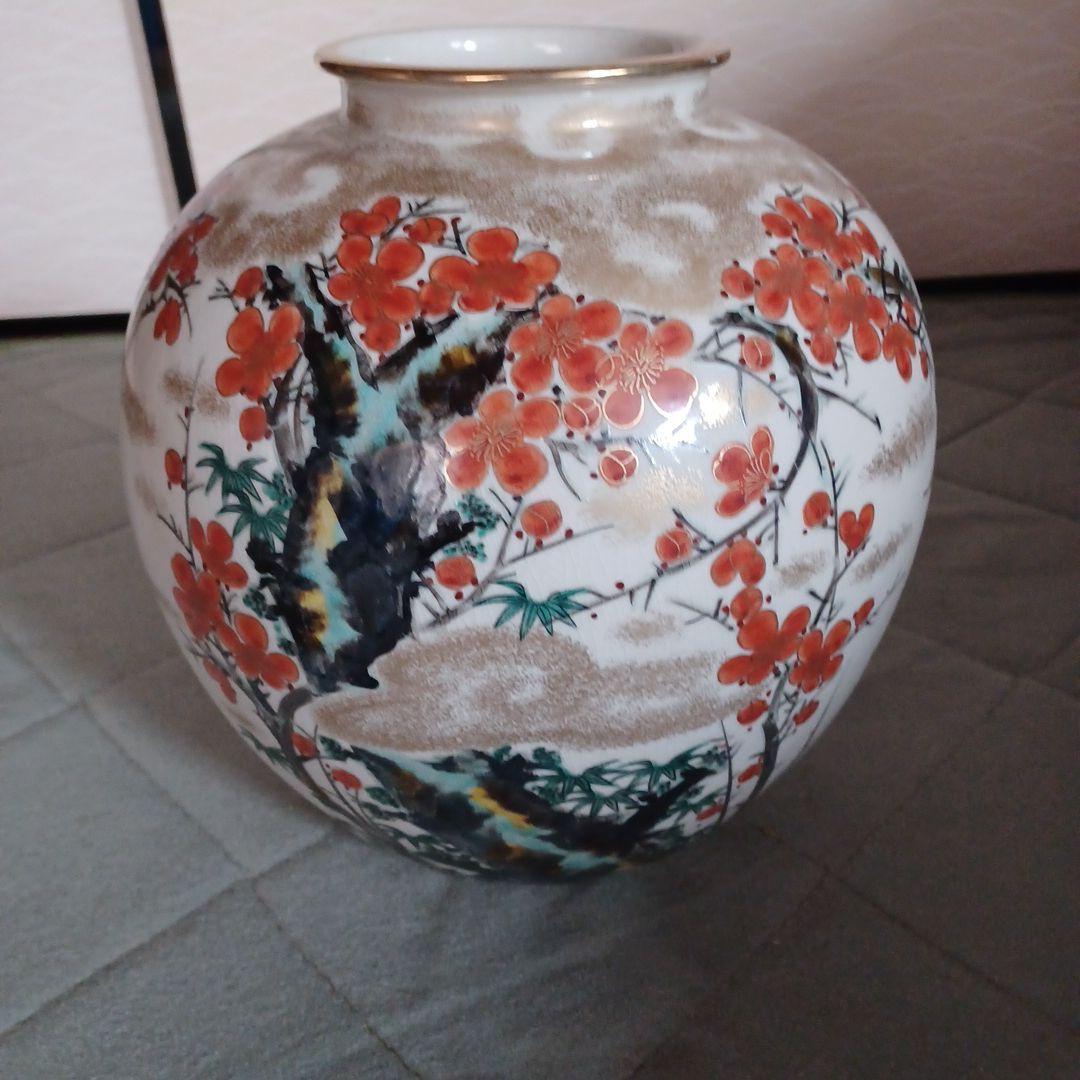 壺　九谷桃仙　台付き