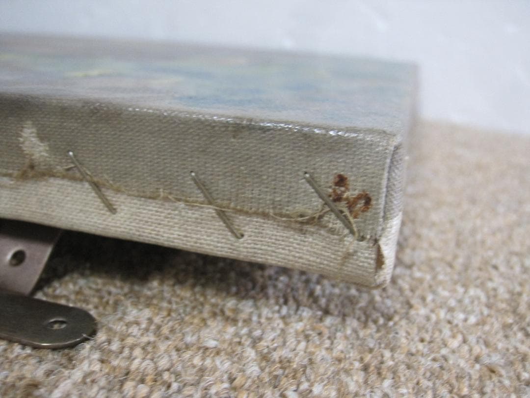 作者不詳 古い油絵 自然 滝 森 年代詳細不明 修復済み