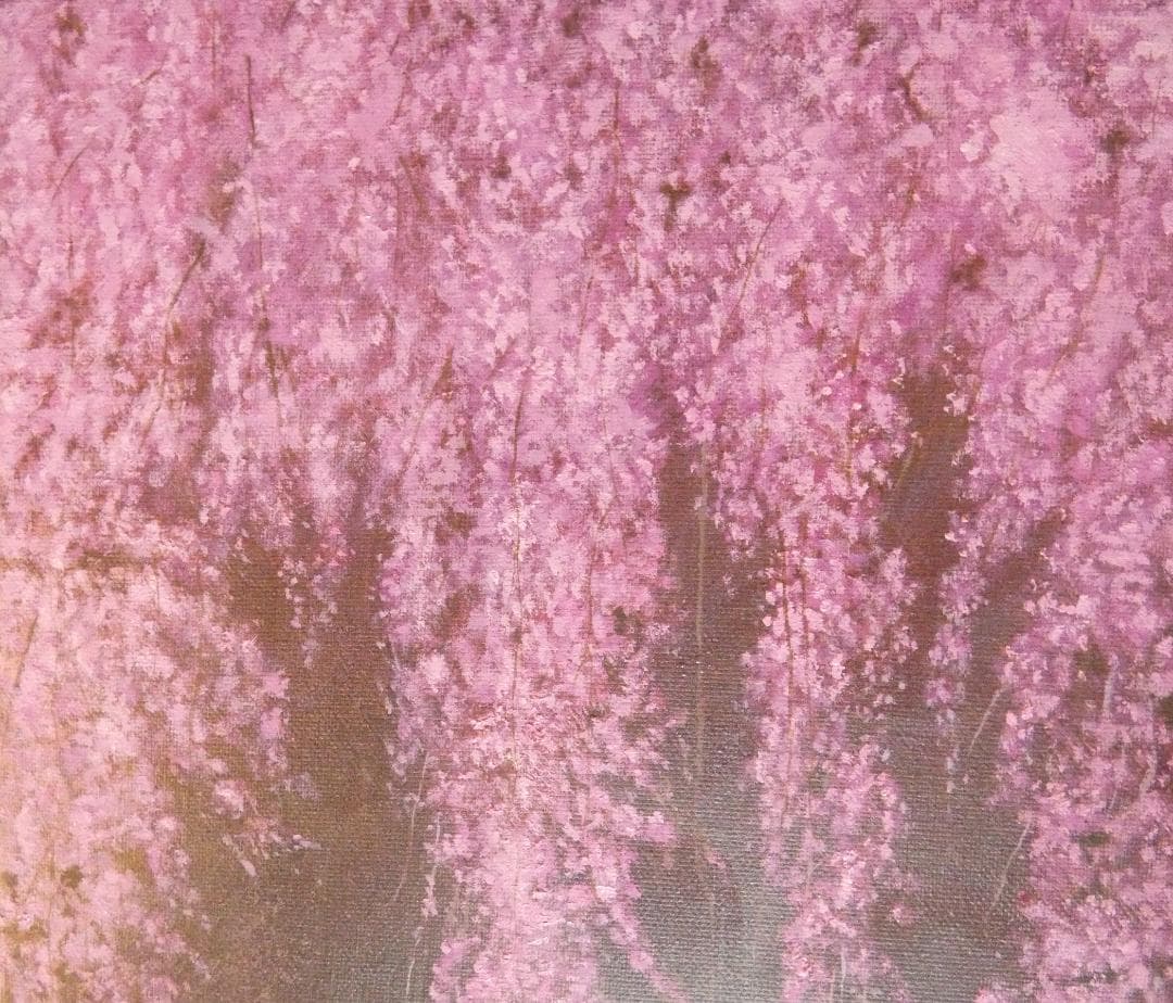 絵画　風景 千住博「桜図」 サインF6サイズ額装済み 肉筆手描き