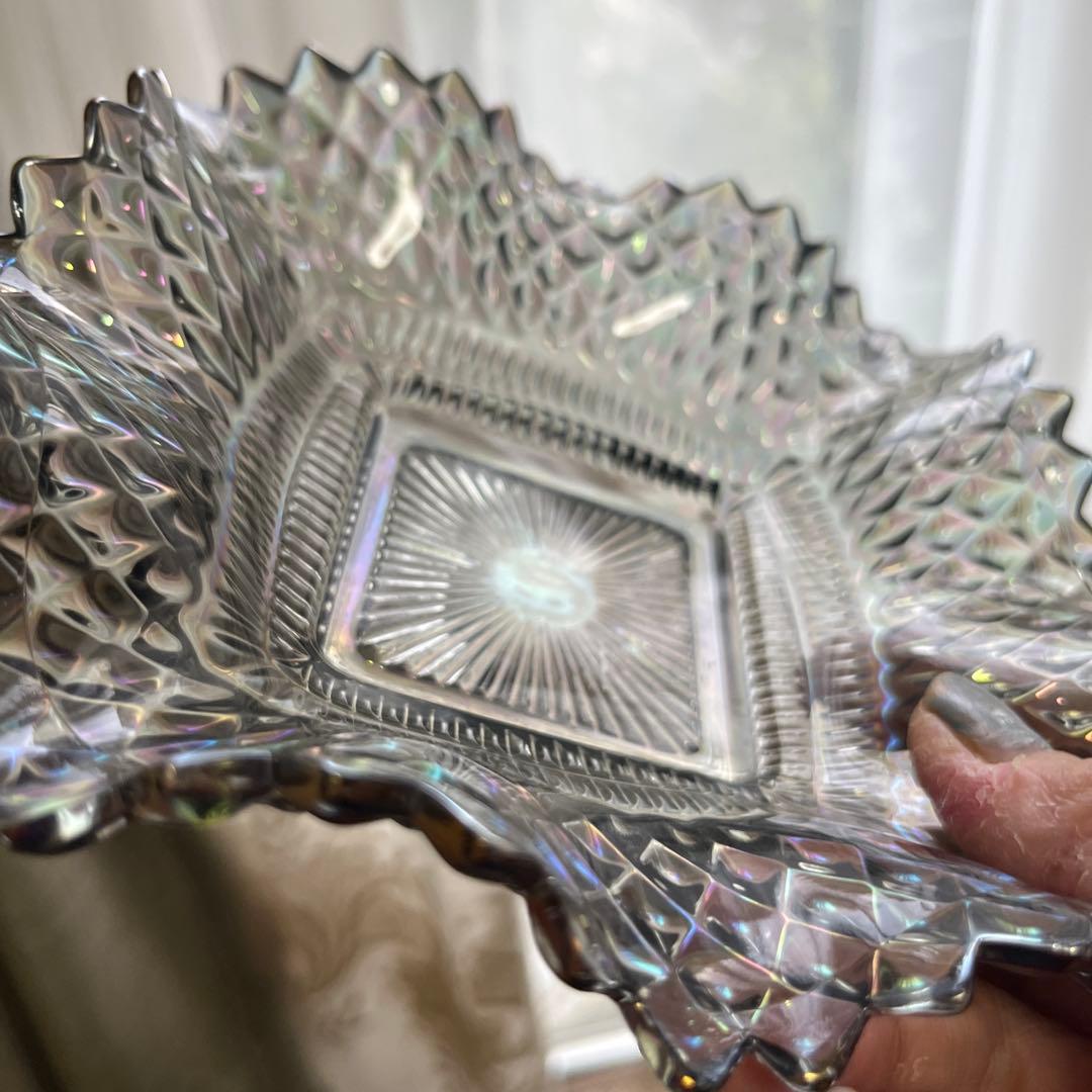 最終処分特価ミラーガラスカーニバルガラス？変形ガラス鉢五個セット光で変わる色表情