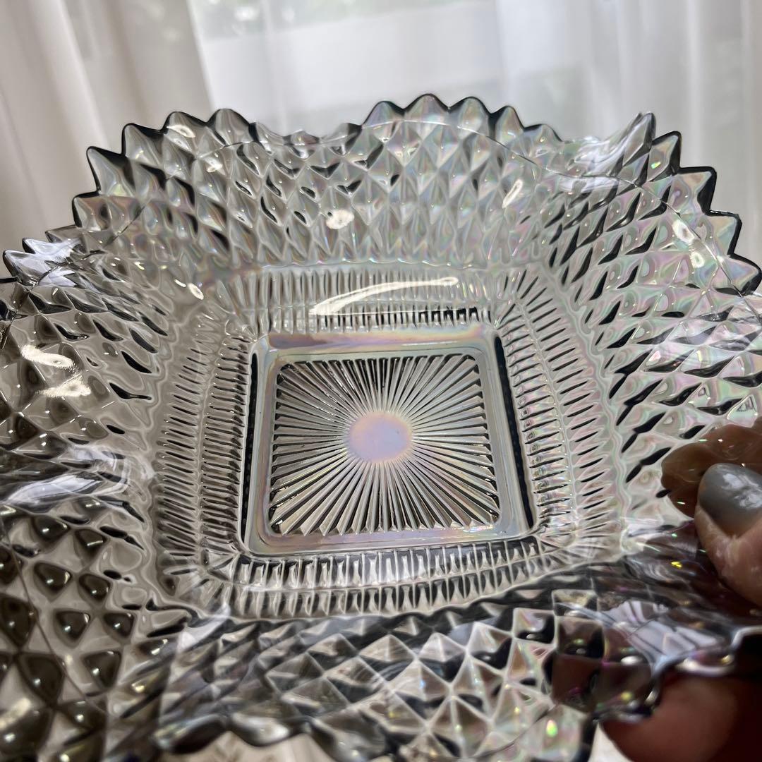 最終処分特価ミラーガラスカーニバルガラス？変形ガラス鉢五個セット光で変わる色表情