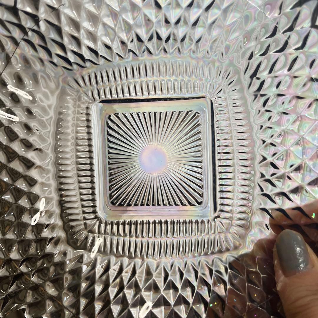 最終処分特価ミラーガラスカーニバルガラス？変形ガラス鉢五個セット光で変わる色表情