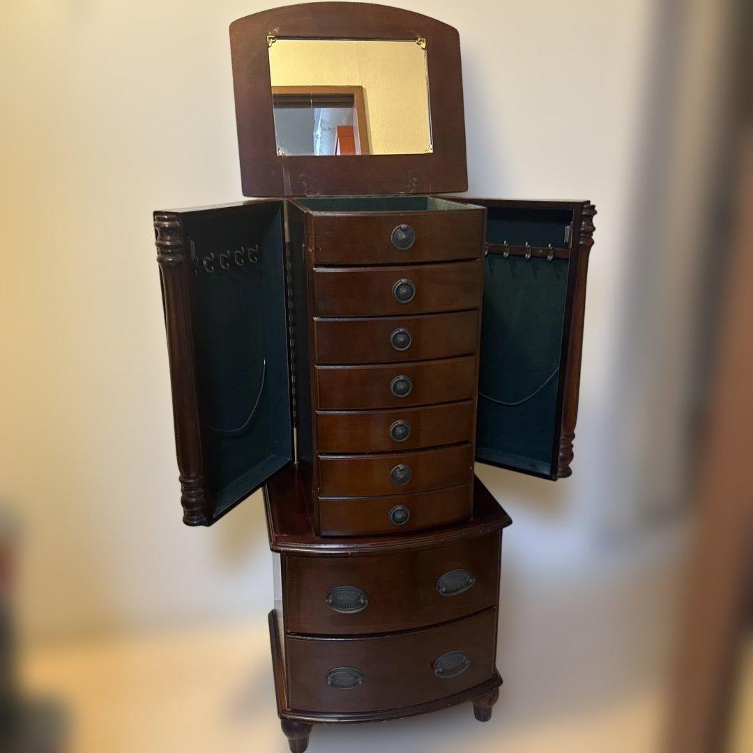 レア　ダークブラウン ジュエリーボックス ミラー付き