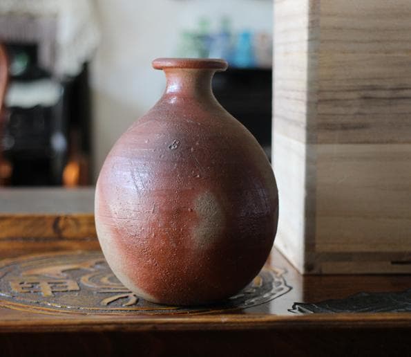 人間国宝 藤原雄 昔の備前焼 とっくり 徳利 ビンテージ 酒器 緋襷 花入れ