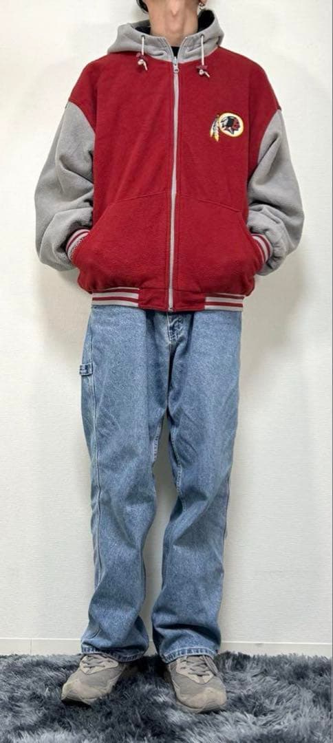 90s〜 nfl nylon × fleece reversible jkt