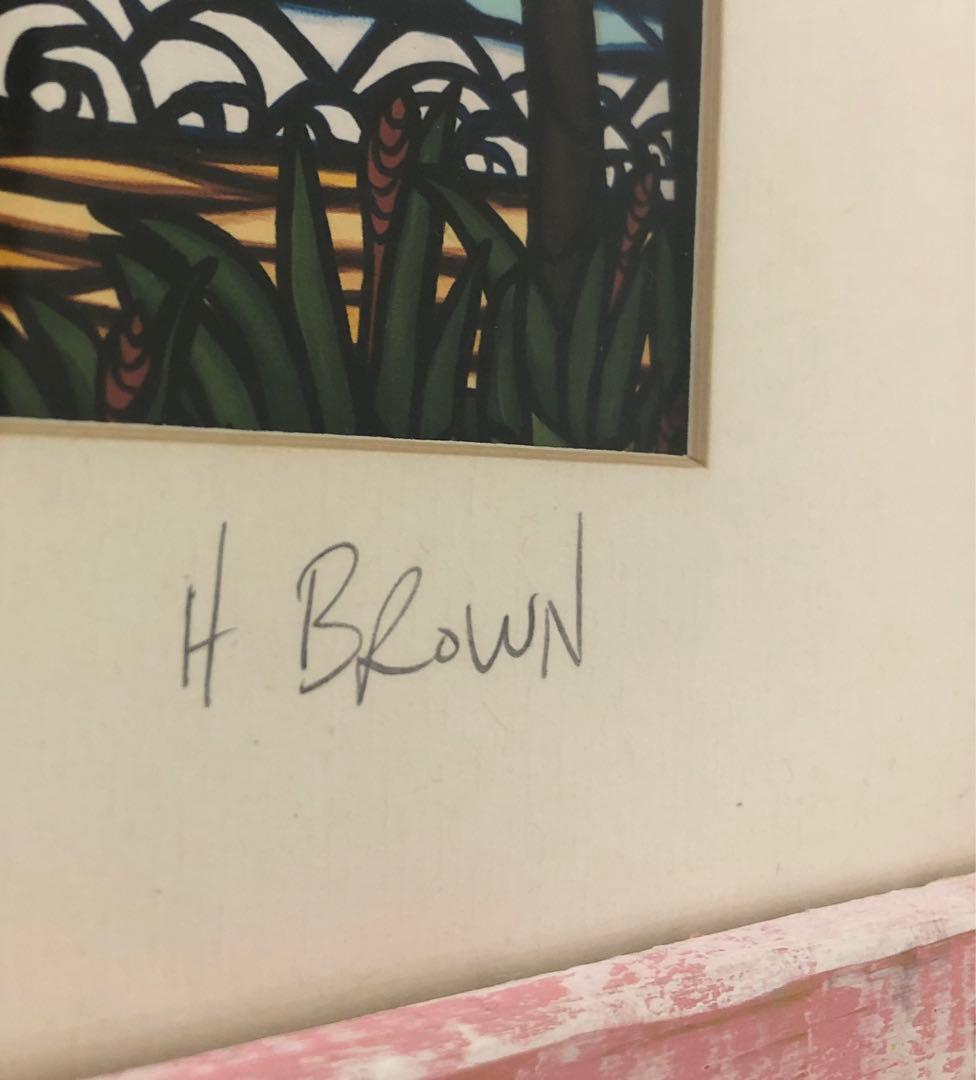 ヘザーブラウン☆シルクスクリーン　フレーム付