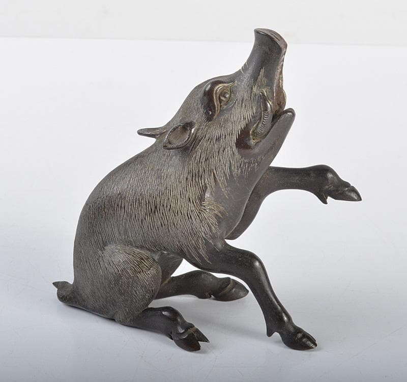 hope　古銅　猪　置物　M　R4272