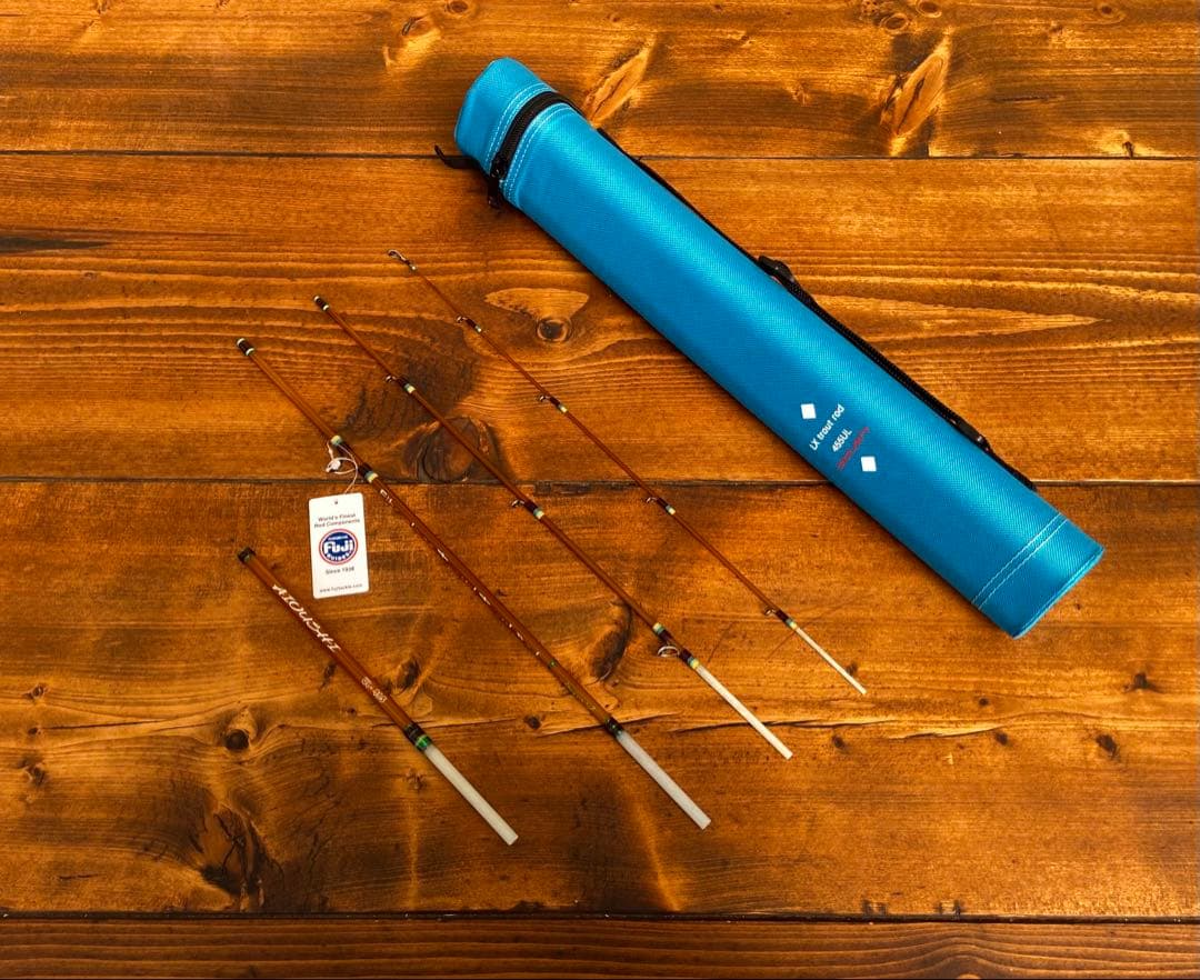 トラウトロッド　パックロッド　グラスロッド　クリアブラウン　FUJIガイド