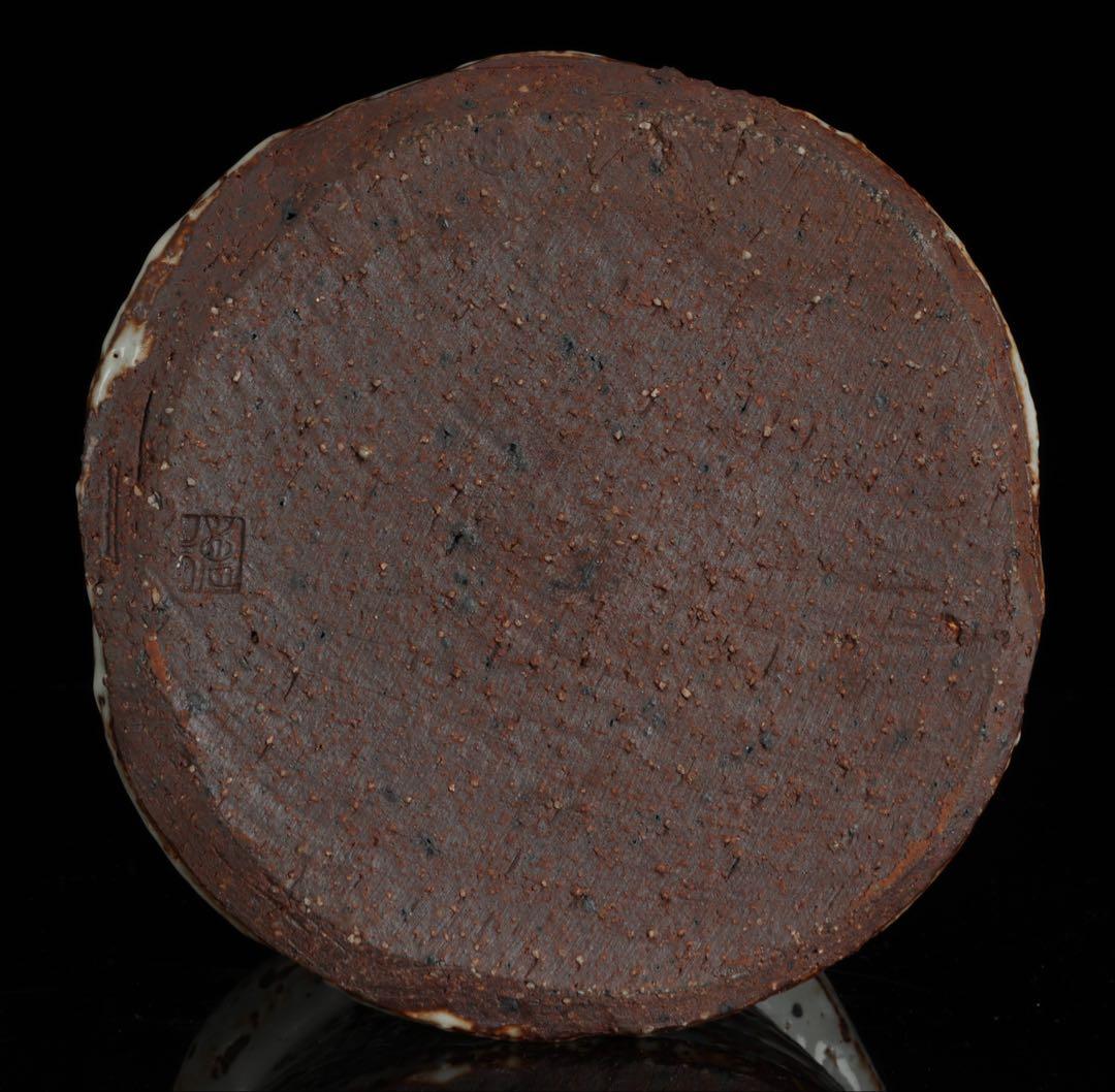 南山窯 目黒威徳 黒地志野水指 共箱 茶道具 水差し 志野釉 美濃焼 在銘 骨董