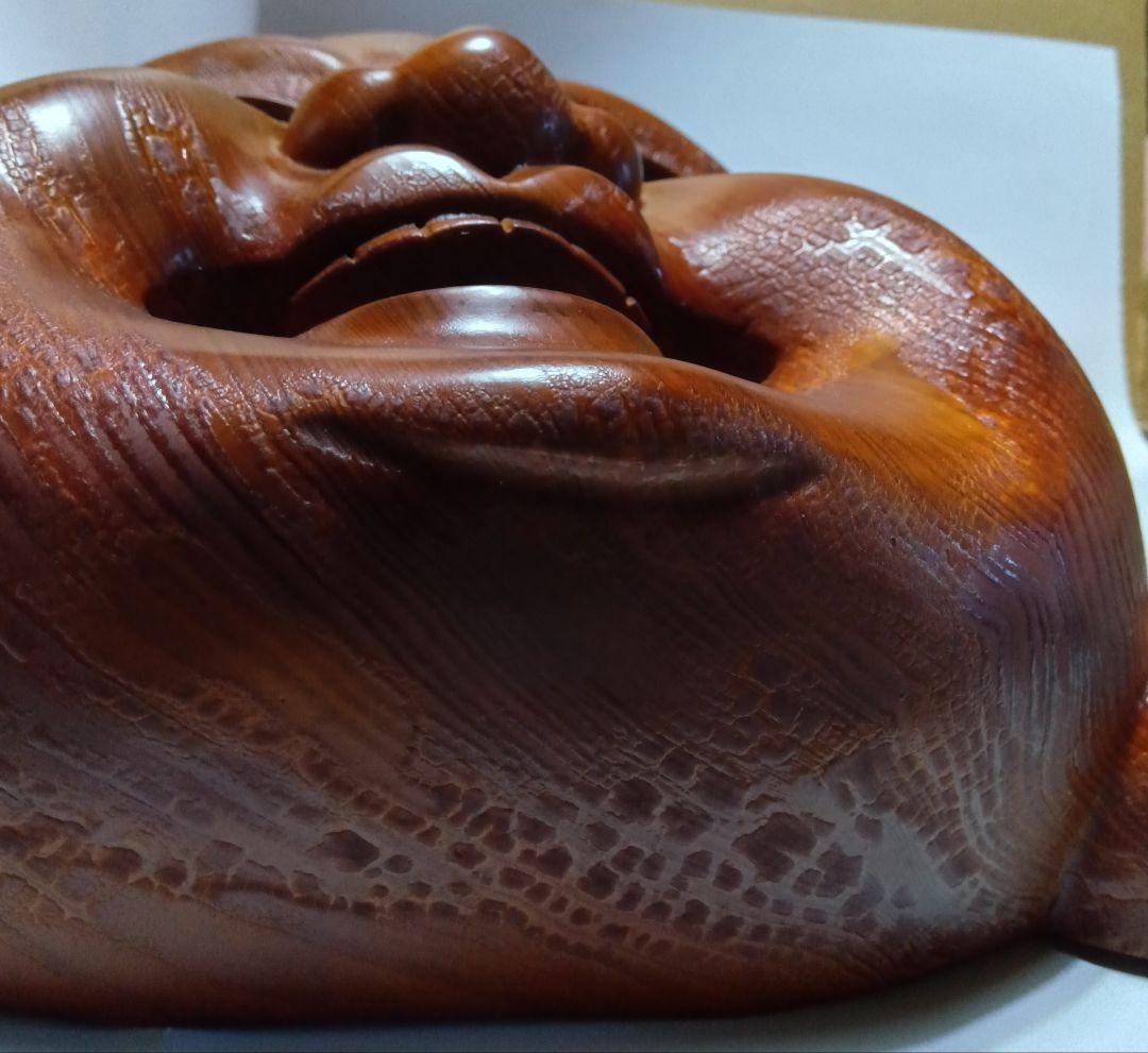 【大型】#木彫り お面 木製 民芸 壁掛け 表情豊か 経年変化あり