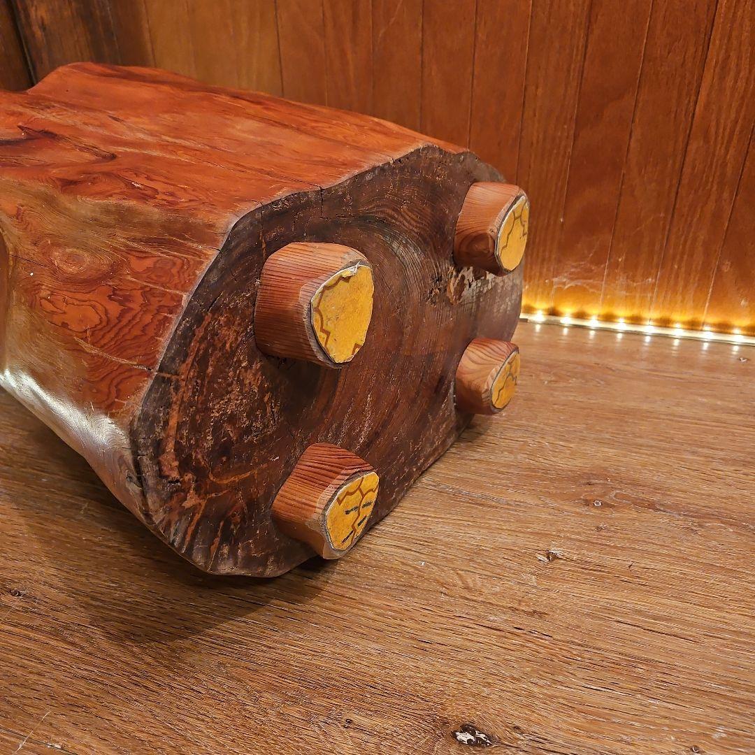 世界遺産 鹿児島 屋久杉 漆塗り 天然木 スツール 丸太椅子