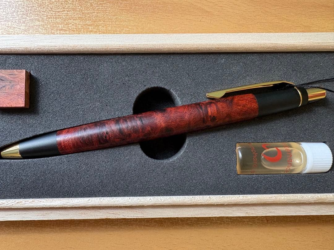 【極希少】野原工芸　特上花梨瘤　変わり杢　新型シャープペンシル（ゴールド金具）