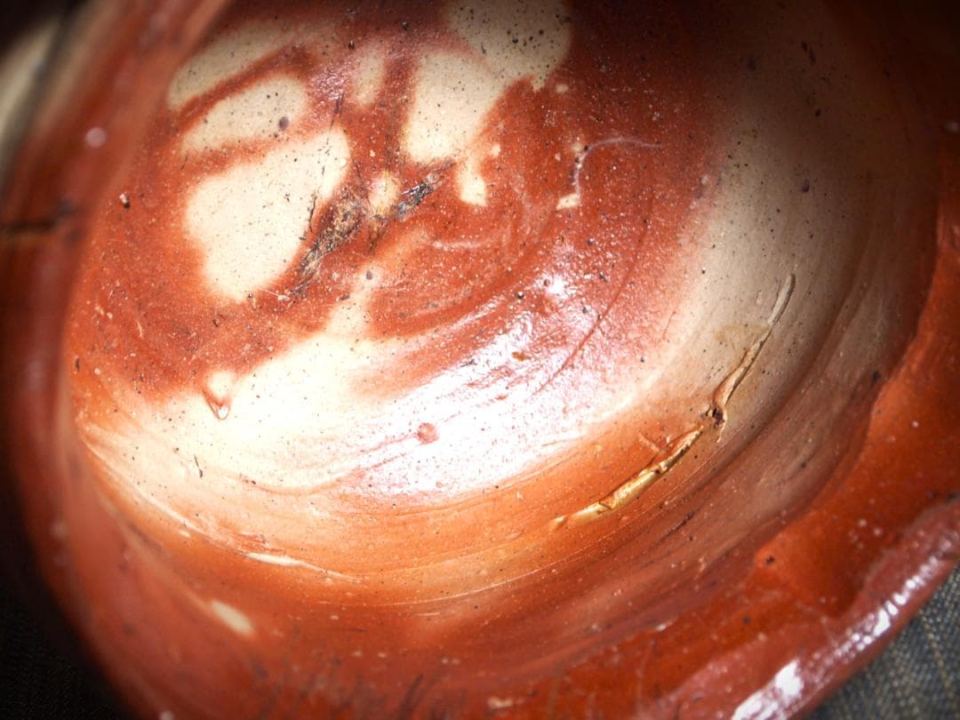 希少作★原田拾六★備前【緋襷】茶碗★共箱・布