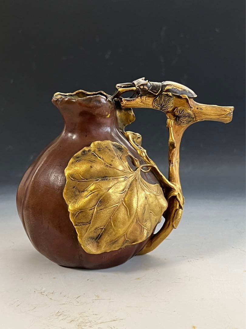 クリストフル　ブロンズ　花瓶　作家H.Varenne 1900年　レア