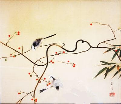 ￥550,000⇒￥440,000 山口華楊 早春　日本画(絹本岩彩裏彩）10号