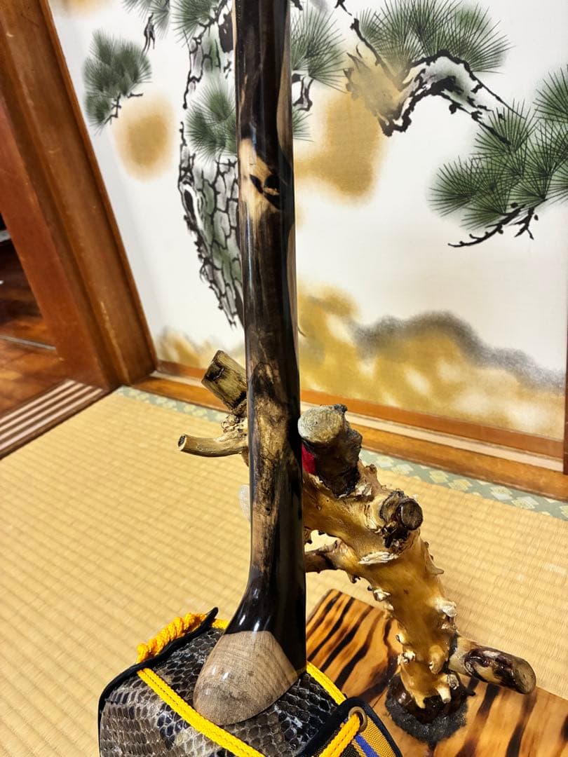 沖縄三線　伊江島クルチ(黒木) ユナー！与那城型　本皮一枚張り