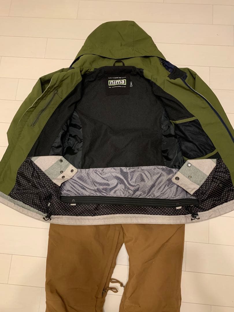 スノーボードウェア グレー/オリーブ ストライプ　S size 男女