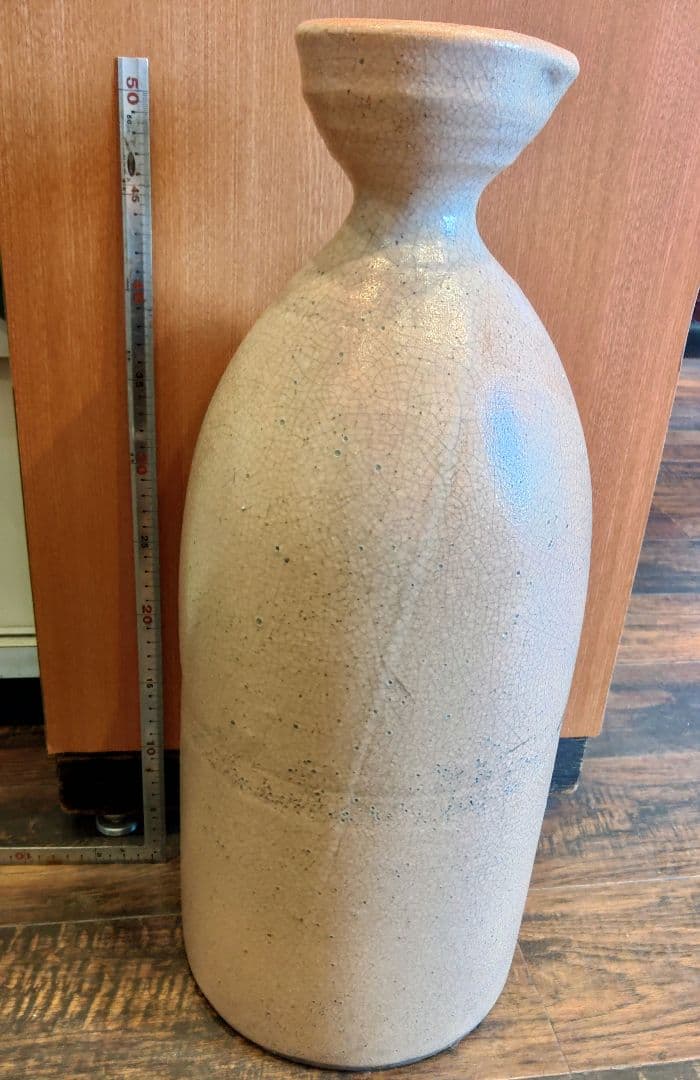 大津絵　徳利　鬼の寒念仏　超特大　高さ約52cm 　陶器製　酒器