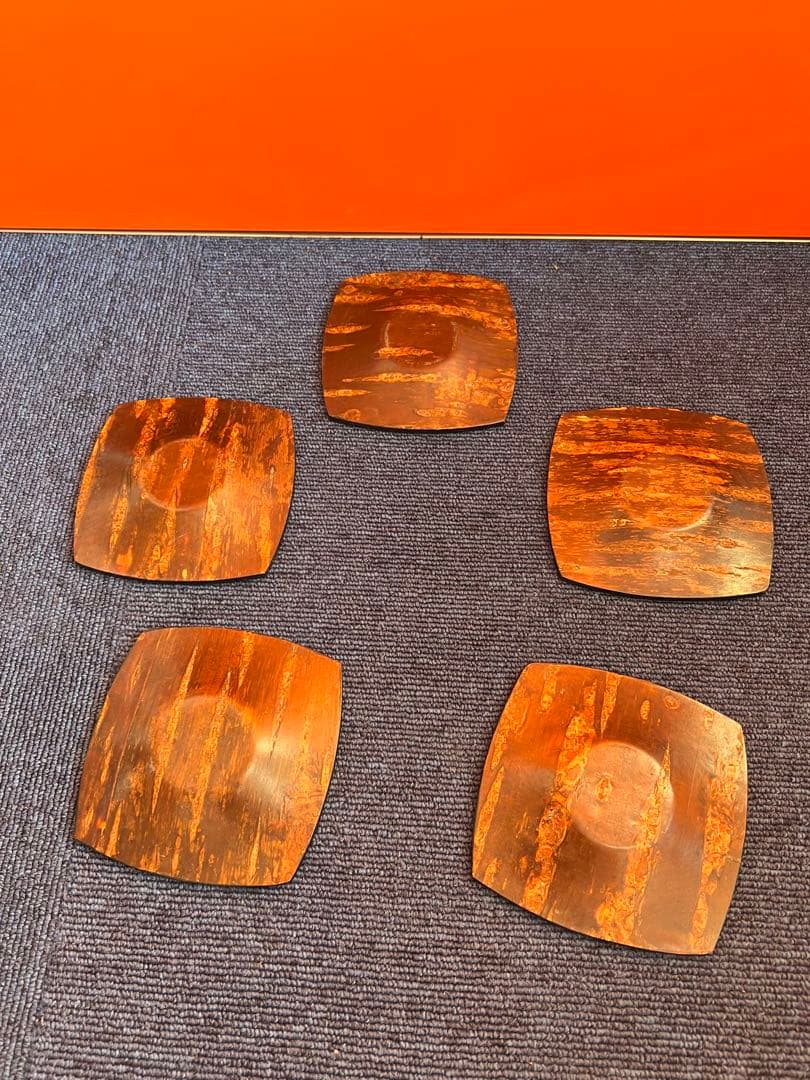 1245 桜皮細工　茶托　5客　伝統工芸品　未使用