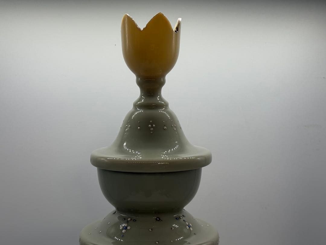 フランス　エナメル彩　花卉紋ガラス瓶　高さ50cm アンティーク送料込み0121