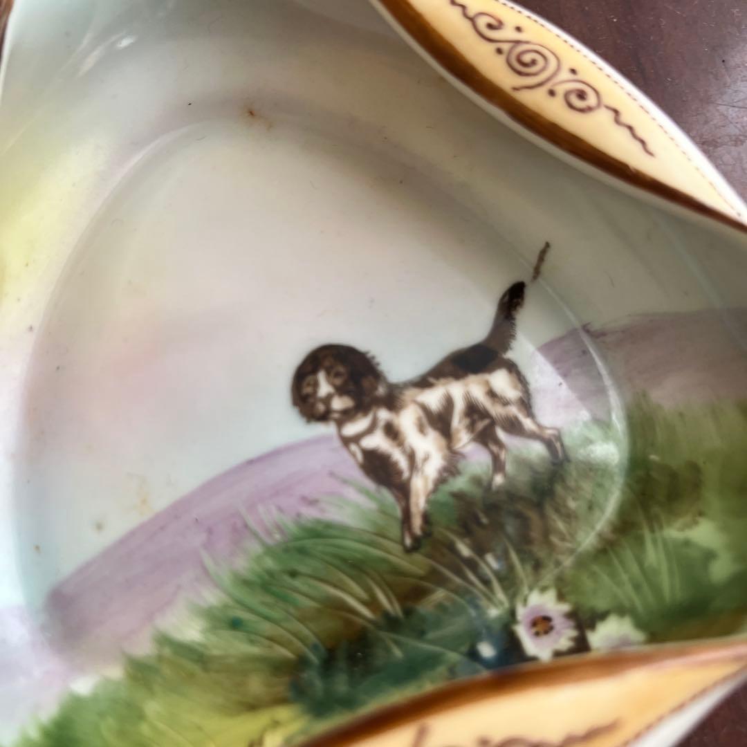 最終処分オールドノリタケレアな形のアッシュトレイ犬とお花M Japan1921〜