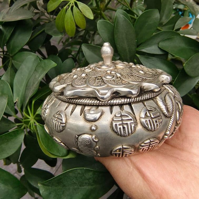 銅 細工 金銀満倉銭袋貯蔵タンク 工芸品 美術品 置物