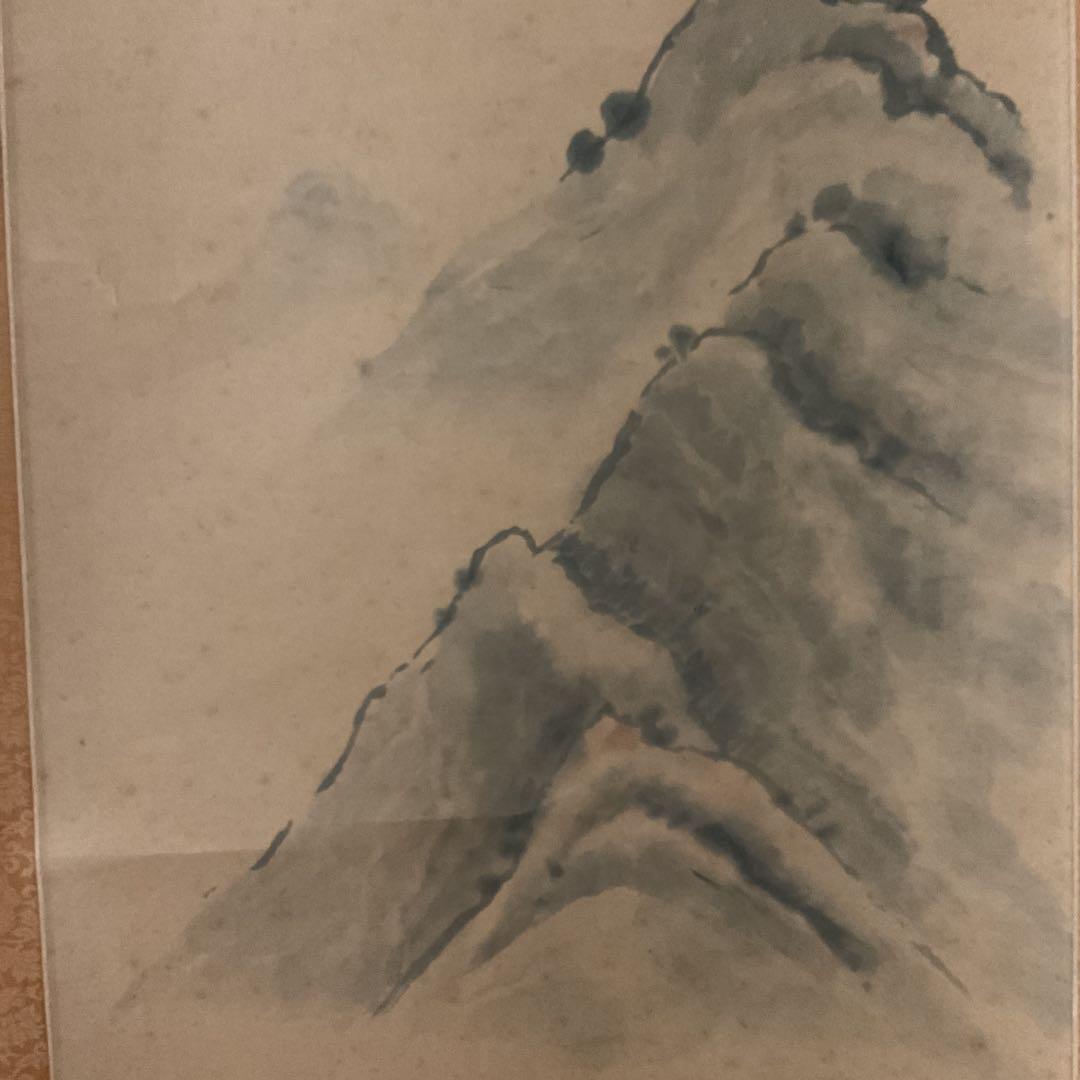 絹本水墨山水図 【南画】 八十八翁の在名 落款印譜在 作者不詳