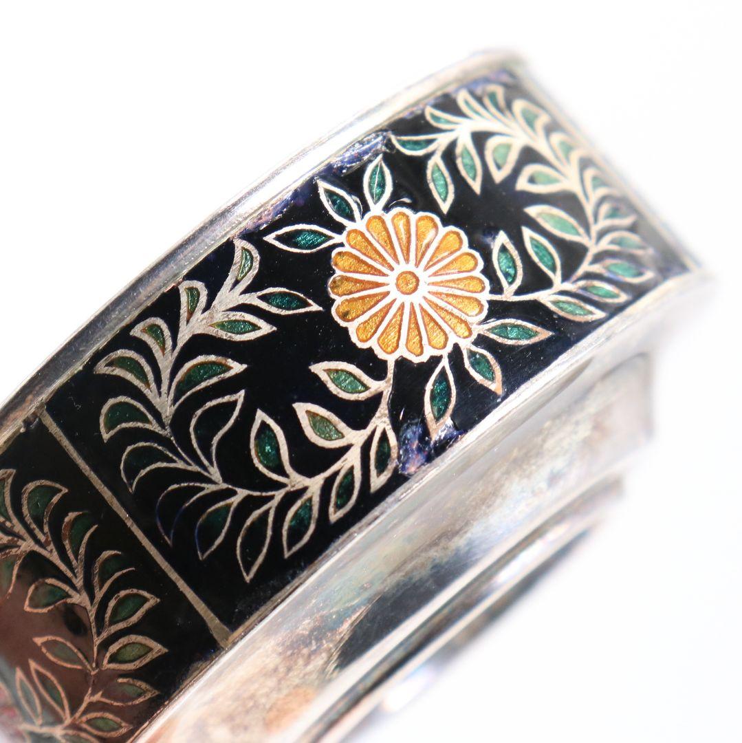 金城向田製 七宝焼 唐草文銀盃 純銀刻印 約72g　M829　N1