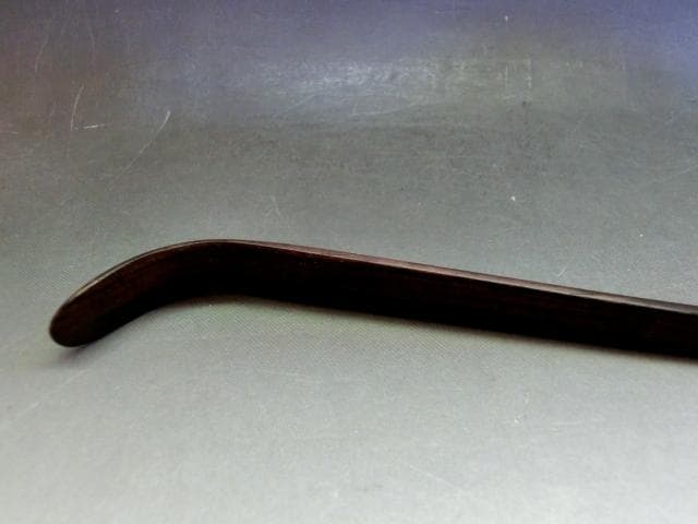 茶杓■黒檀茶しゃく 直腰 丸撓め 唐木 お茶道具 古美術 時代物 骨董品■