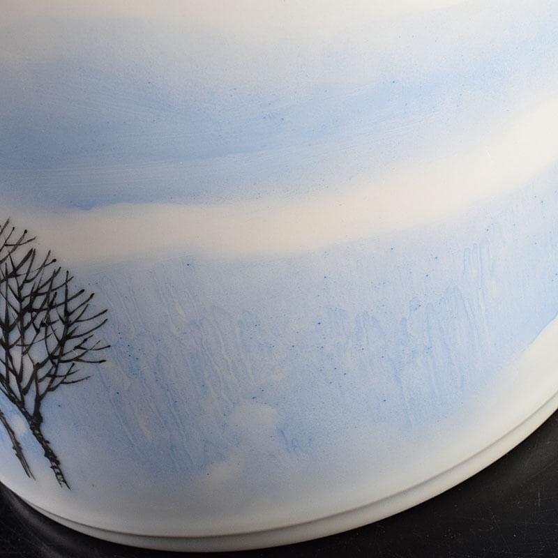 中国　景徳鎮製　徐江雲作　新彩筆筒　作品證書付　共箱　M　R9381H