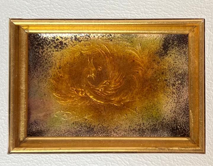 友浦清太郎　七宝「鳳凰」 額