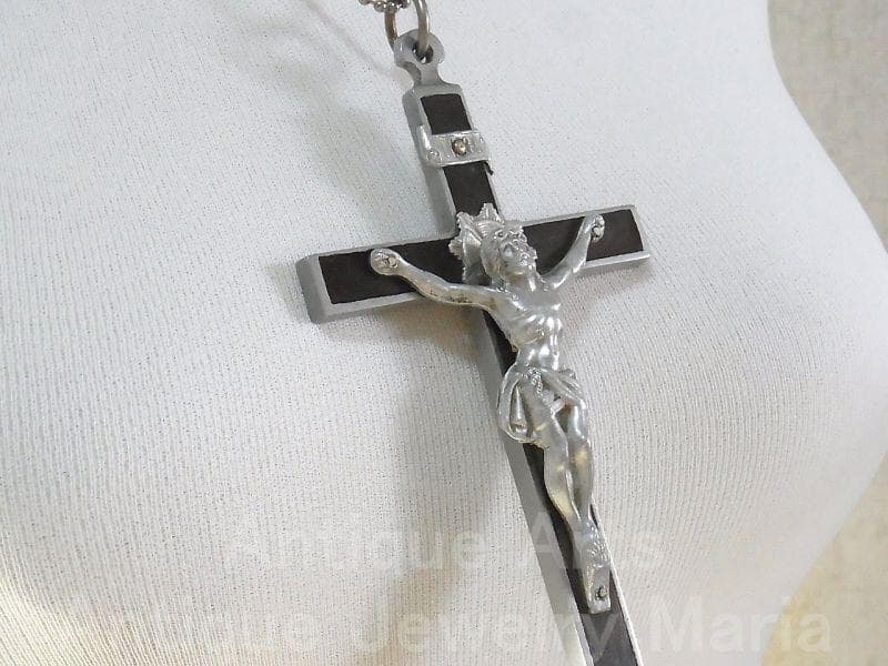 c1592【大型サイズ】フランス アンティーク クロス（軽金属＋黒檀）