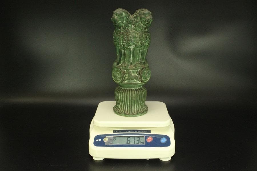 青銅 四獅子 ライオン 像 高31.3cm(A367)