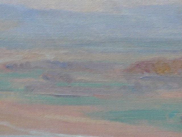 鳥取県生れの物故画家 香田勝太の晩年の風景画 ／杏花の村／サイン、作品票あり