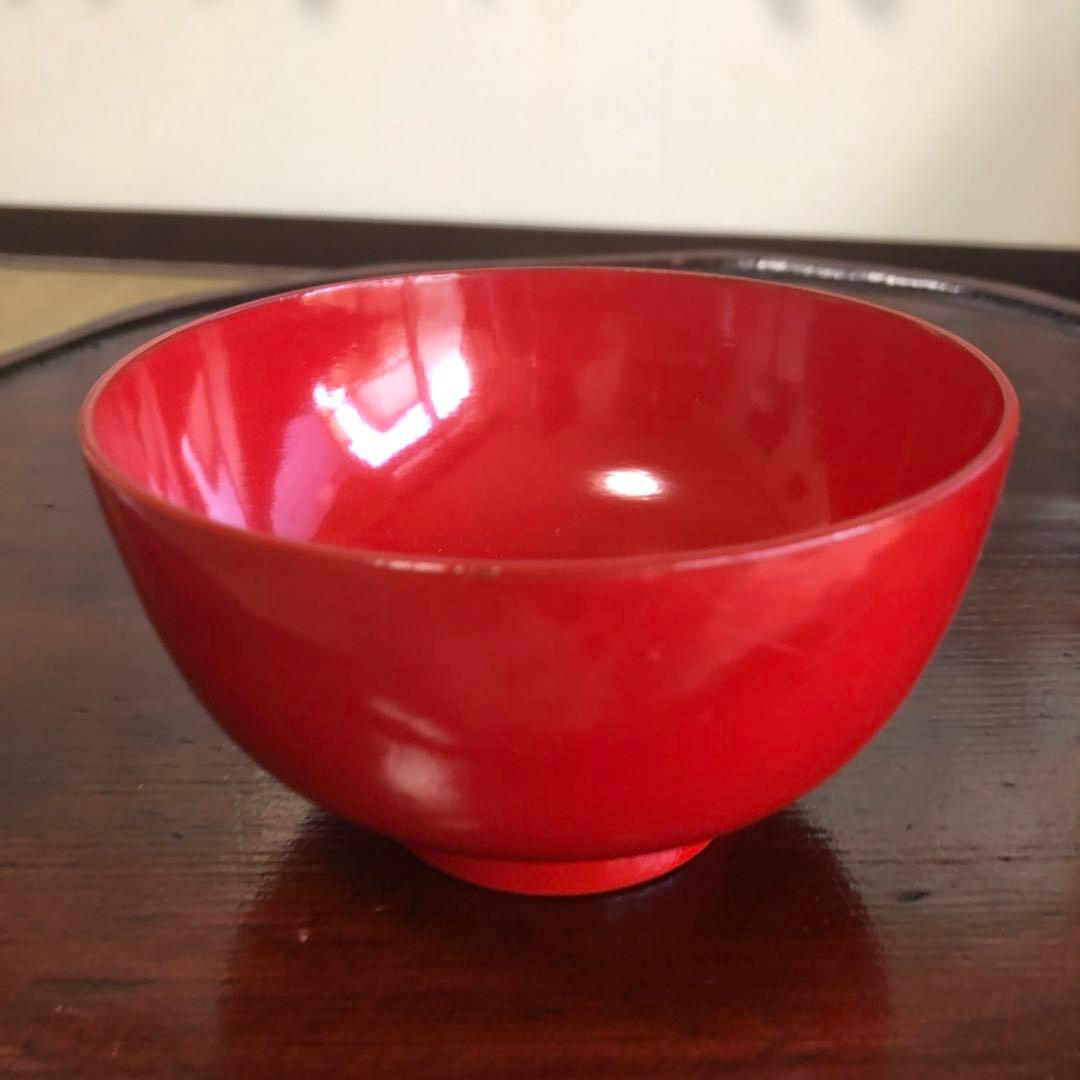 四つ組椀　漆椀4客セット　漆器　朱椀　昔椀　浄法寺塗　天然木　アンティーク