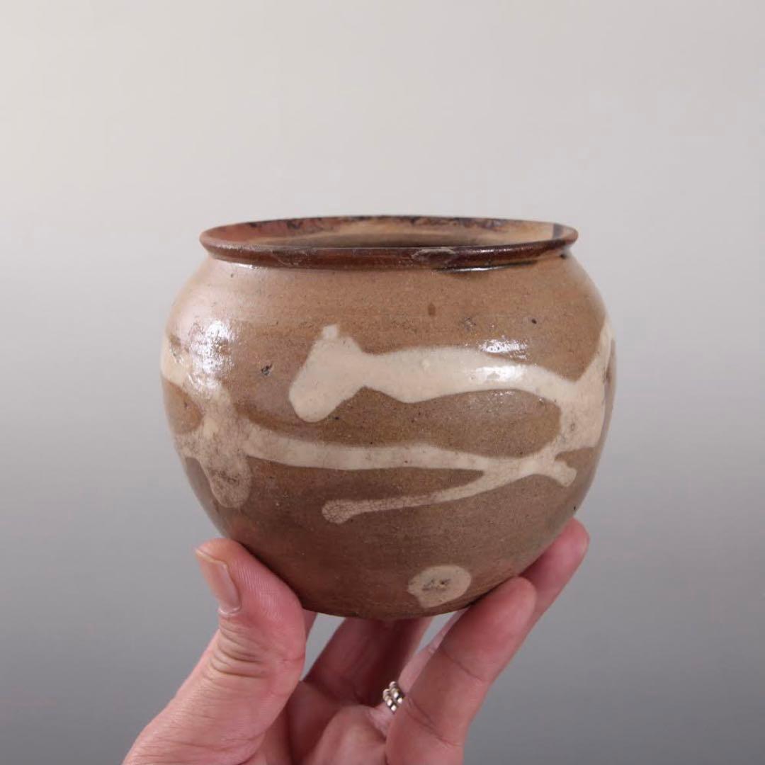丹波 白化粧土流し 小壺 茶碗 古美術 古道具 アンティーク 古丹波