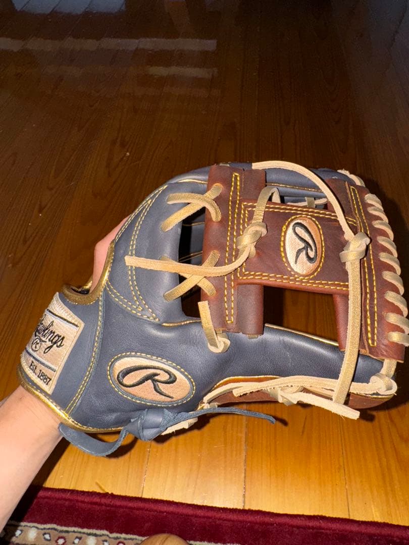 Rawlings 軟式グローブ ネイビー/ブラウン 収納袋付き