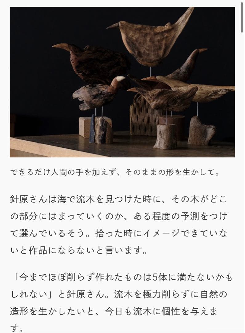 希少　針原修　流木の鳥　オブジェ　一点物　鳥　インテリア　置き物　置物　木
