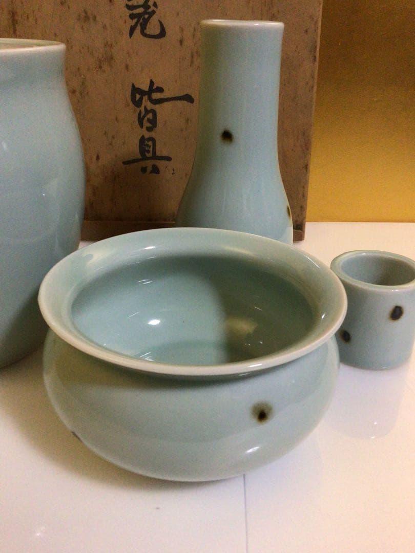 茶道具 青磁 皆具 共箱付き